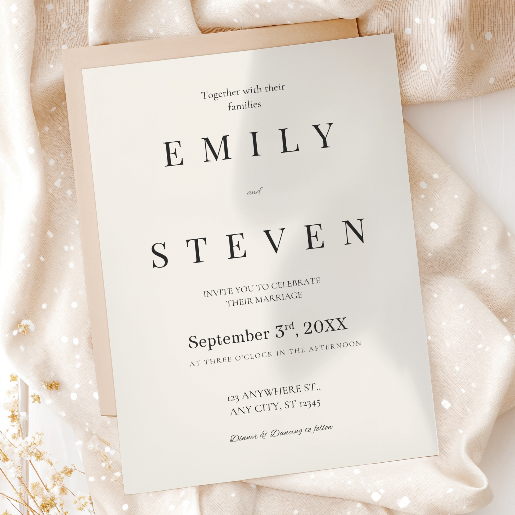 Ivory Classic invitation template by Pretty Digital — printable digital download