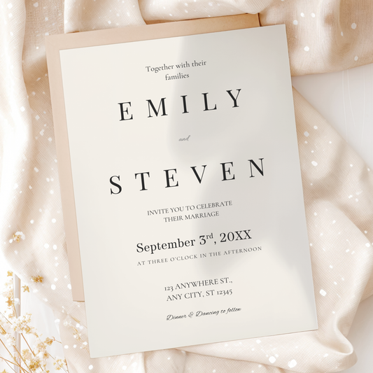 Ivory Classic invitation template by Pretty Digital — printable digital download