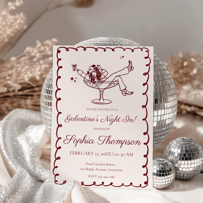 Galentine's Night In — Galentine's Day Invitation Template by Pretty Digital — view 5