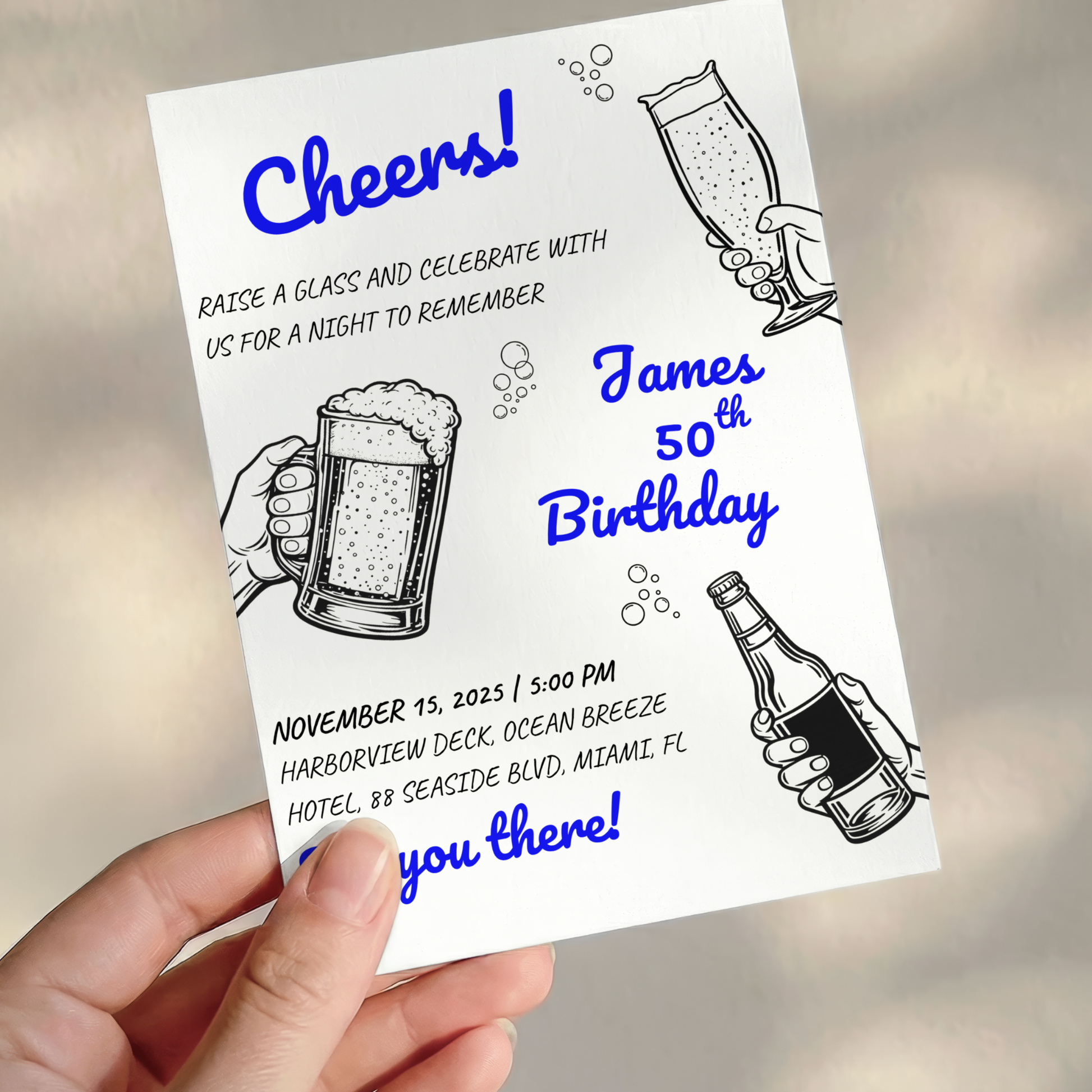 Gold 50th Birthday Invitation by Pretty Digital — view 3