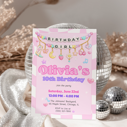She's a Three-Rex — Girl's Dinosaur 3rd Birthday Invitation Template by Pretty Digital — view 3