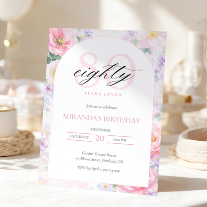 Eighty Years Loved — 80th Birthday Celebration Invitation Template by Pretty Digital — view 10