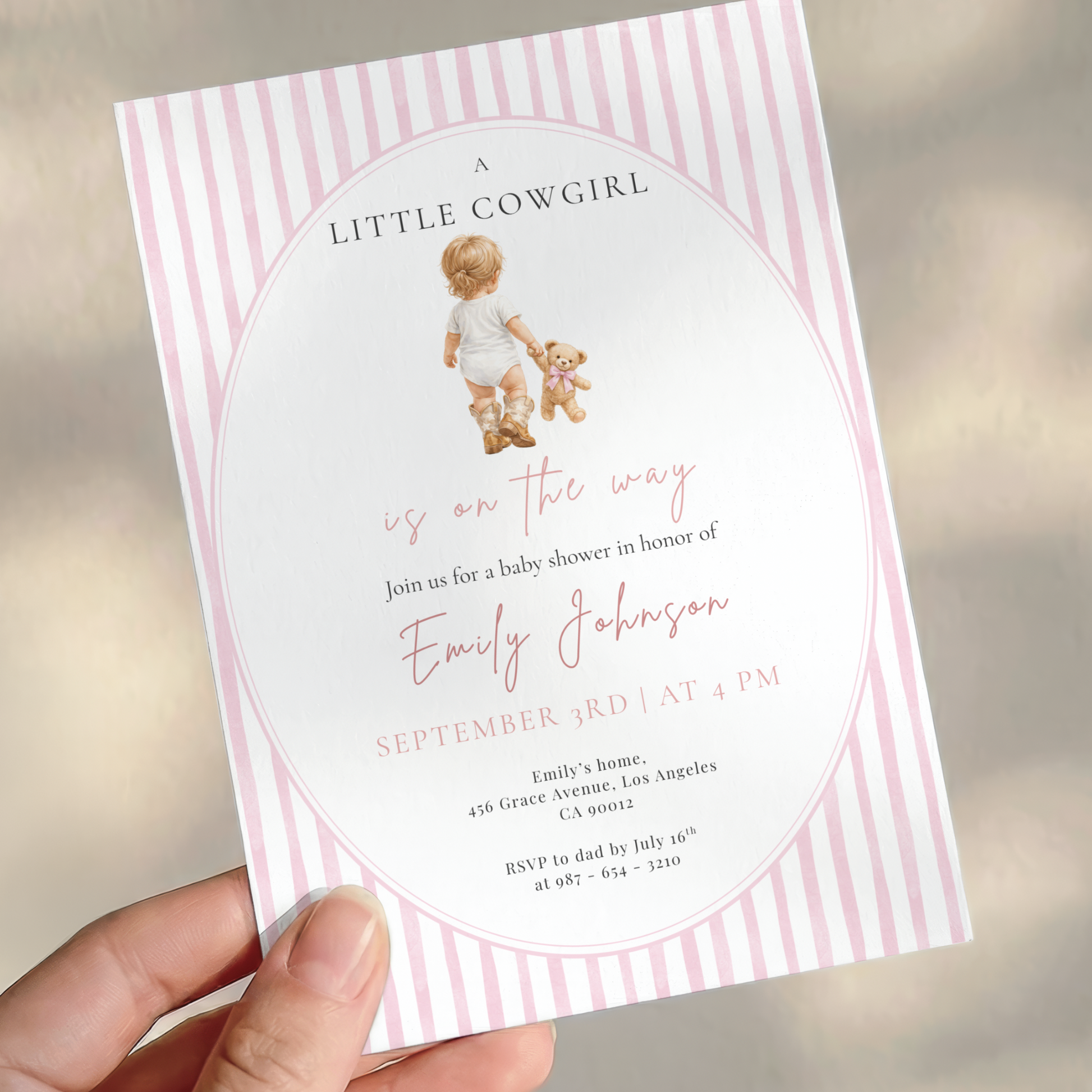 A Little Cowgirl on the Way — Baby Girl Shower Invitation Template by Pretty Digital — view 9