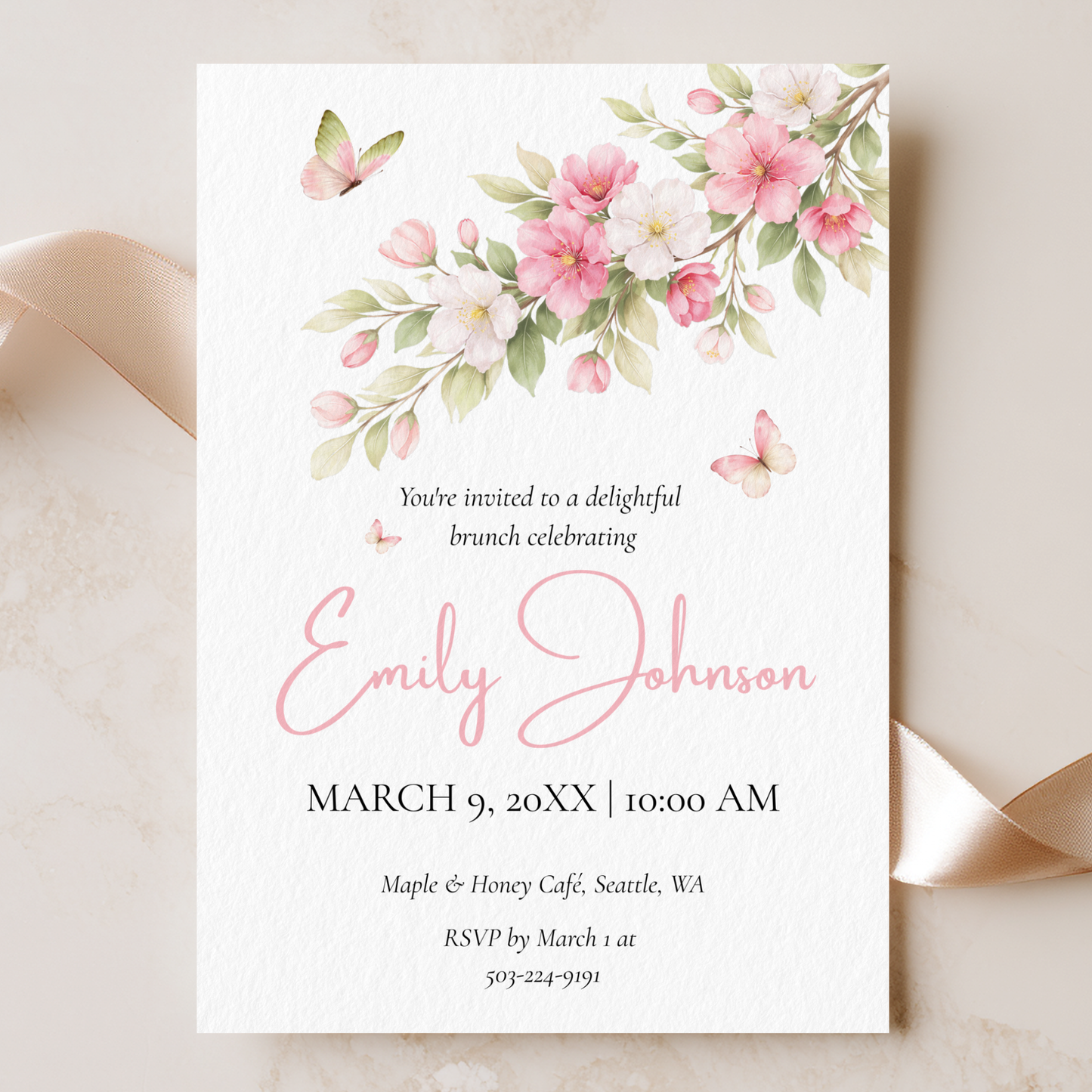 Citrus invitation template by Pretty Digital — printable digital download