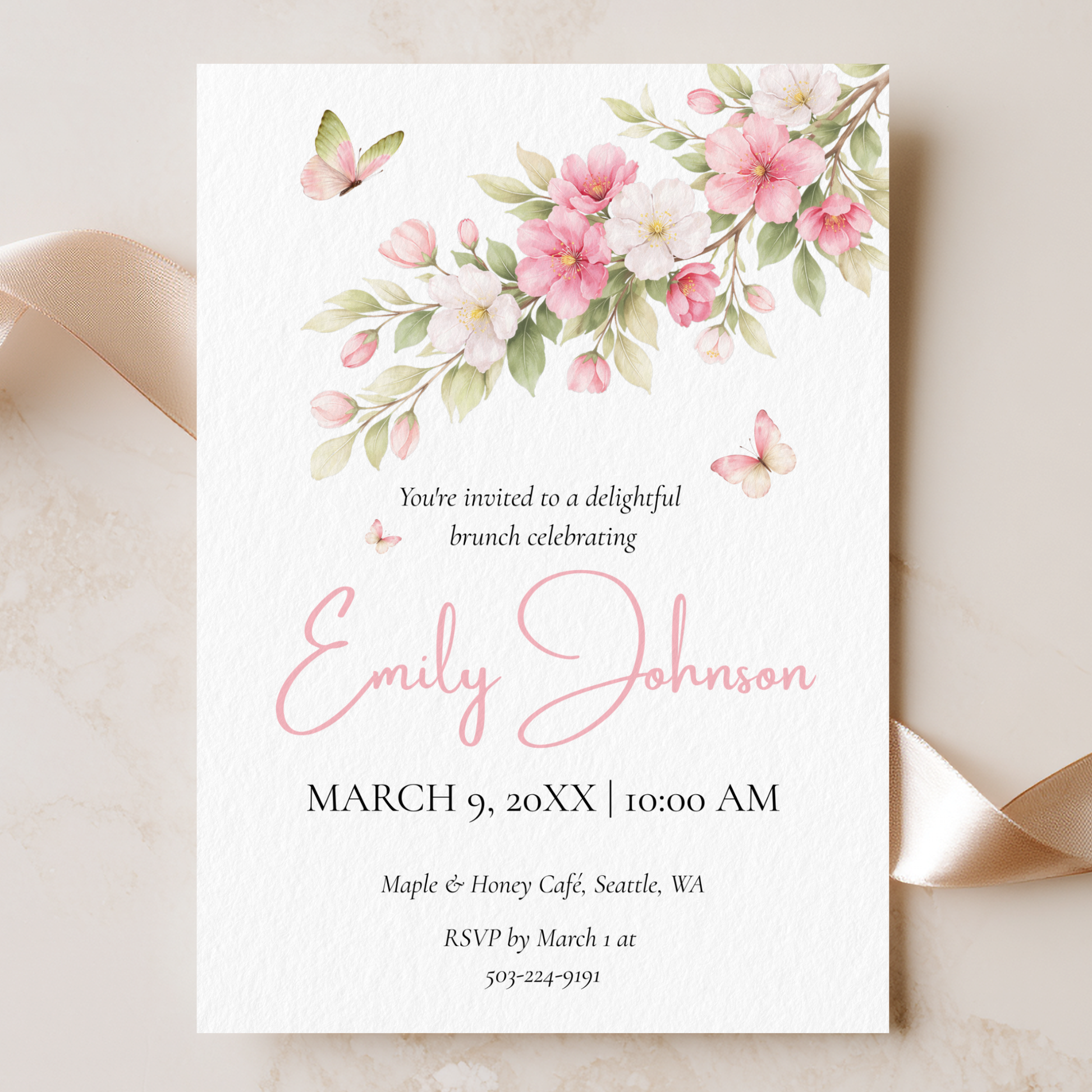 Citrus invitation template by Pretty Digital — printable digital download