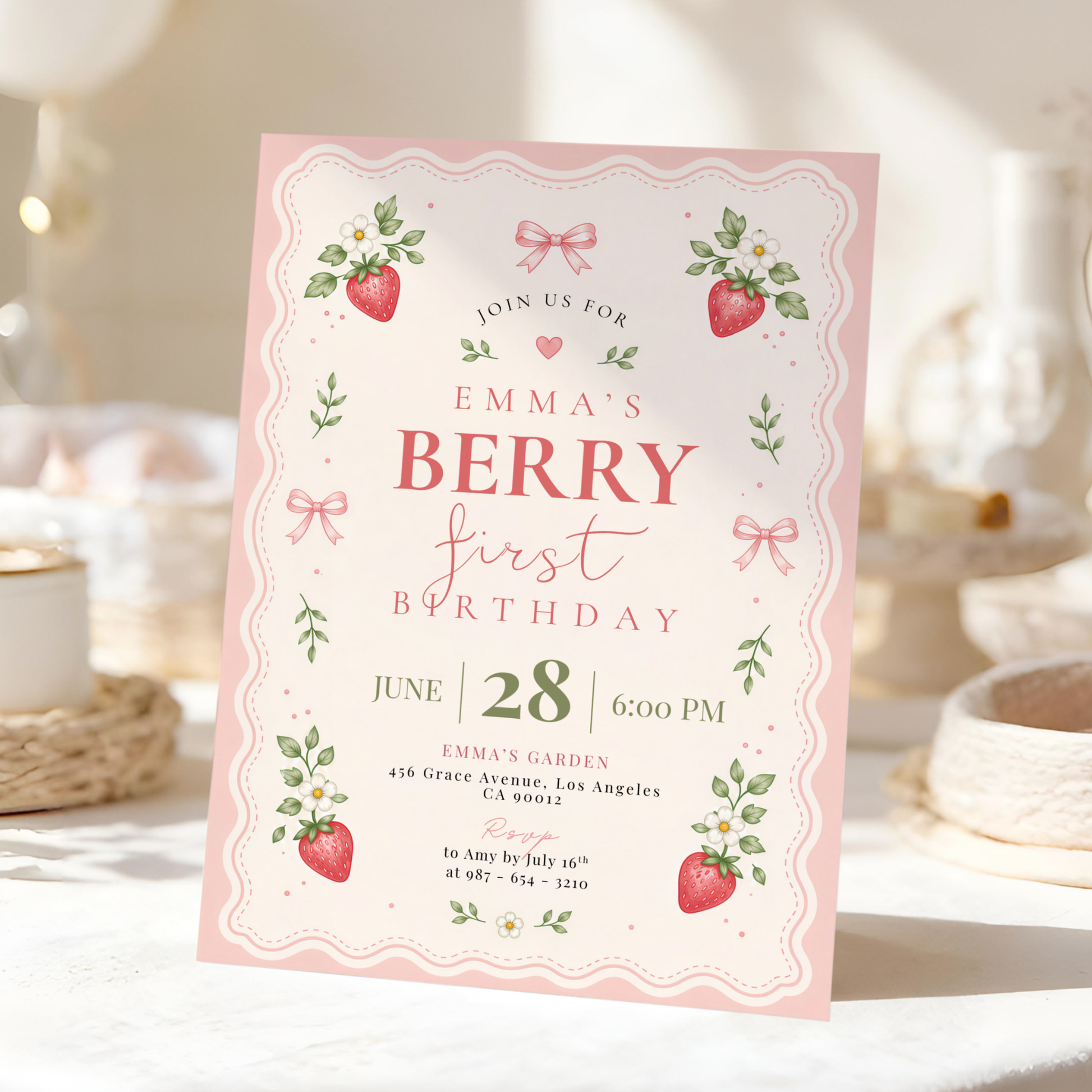 Berry First Birthday — 1st Birthday Invitation Template by Pretty Digital — view 8