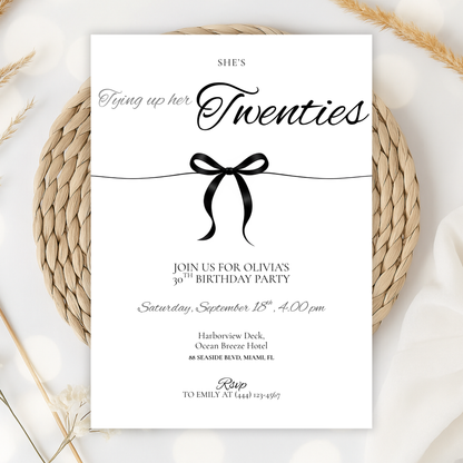 Tying Up Her Twenties — 30th Birthday Invitation Template by Pretty Digital — view 3