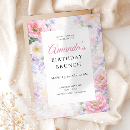 Floral Birthday Brunch Invitation by Pretty Digital — view 3