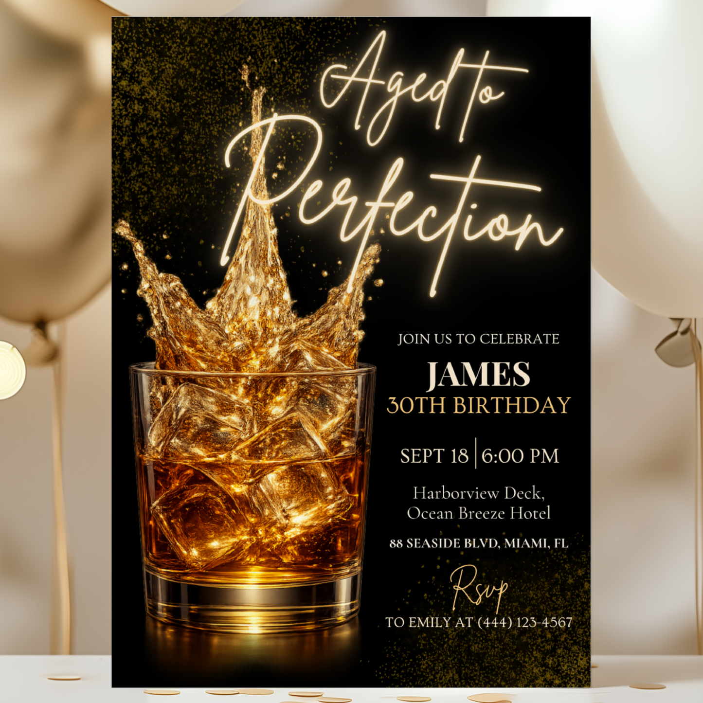 Aged to Perfection — 30th Birthday Invitation Template by Pretty Digital — printable digital download