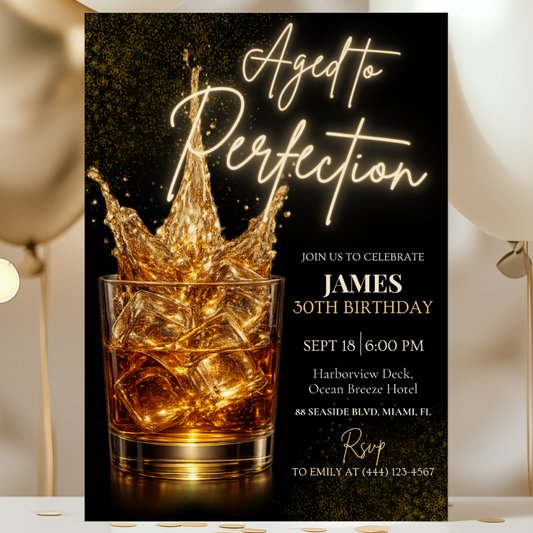 Aged to Perfection — 30th Birthday Invitation Template by Pretty Digital — printable digital download