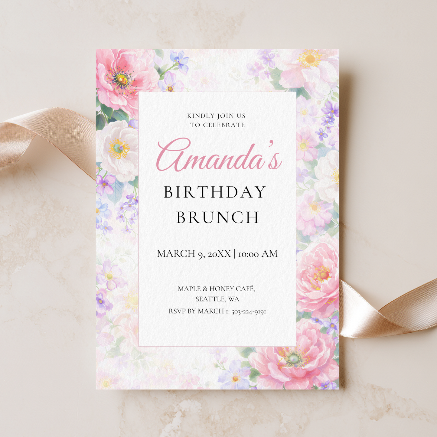 Floral Birthday Brunch Invitation by Pretty Digital — view 8