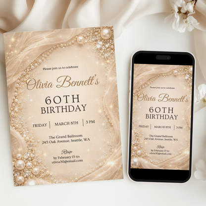 Classic 60th Birthday Invitation by Pretty Digital — view 6