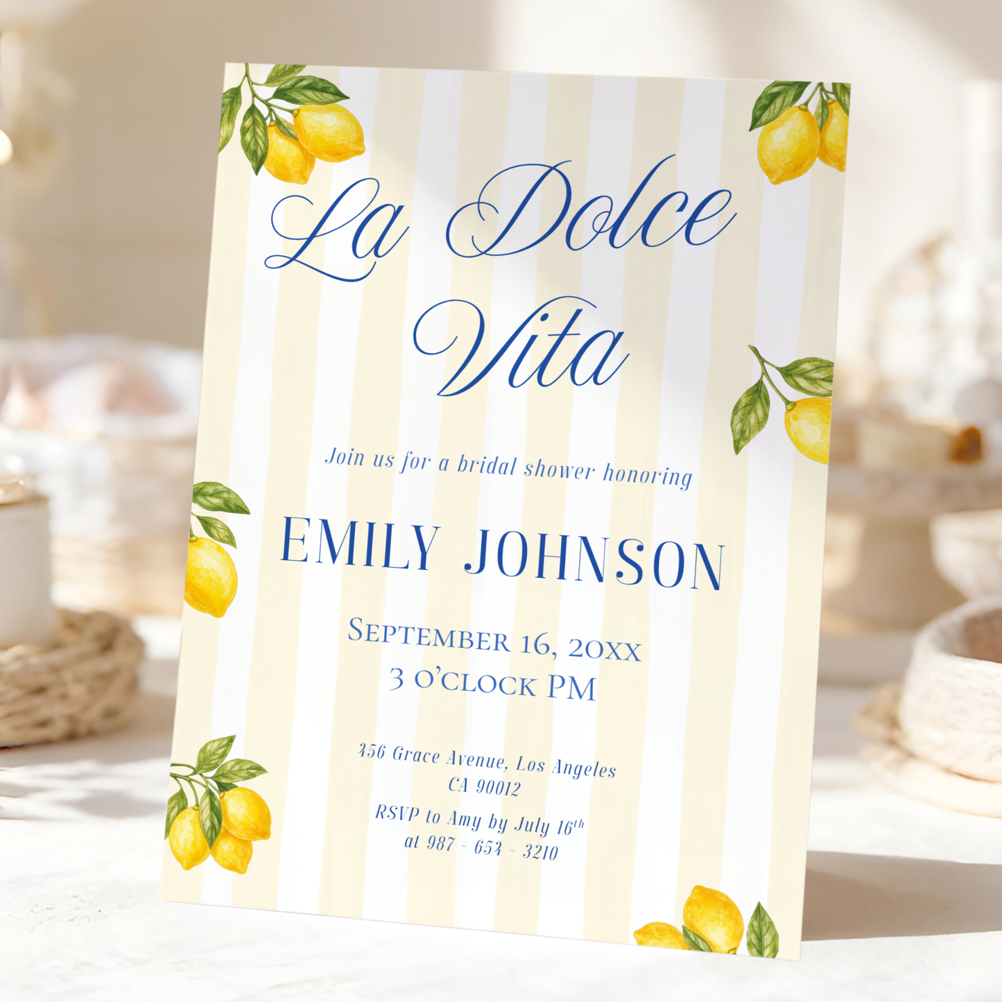 La Dolce Vita — Italian Bridal Shower Invitation Template by Pretty Digital — printable digital download