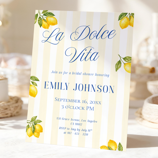 La Dolce Vita — Italian Bridal Shower Invitation Template by Pretty Digital — printable digital download