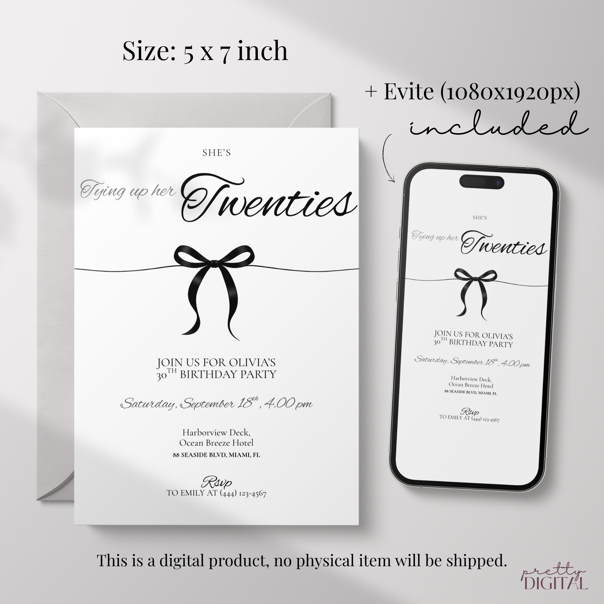 Tying Up Her Twenties — 30th Birthday Invitation Template by Pretty Digital — view 2