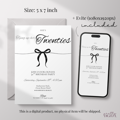 Tying Up Her Twenties — 30th Birthday Invitation Template by Pretty Digital — view 2