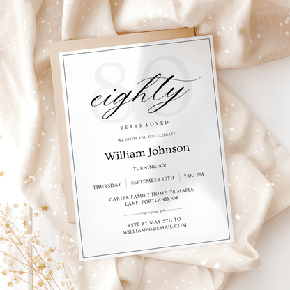 Eighty Years Loved — 80th Birthday Invitation Template by Pretty Digital — view 9