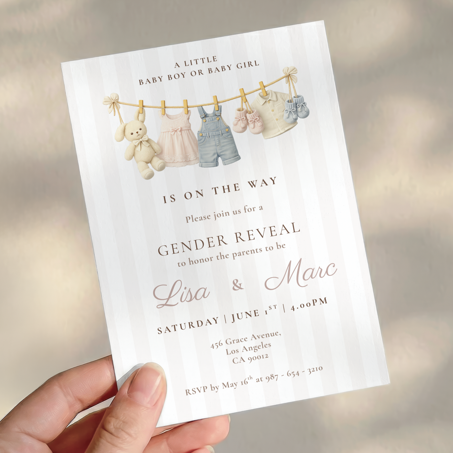 Baby Boy or Baby Girl — Gender Reveal Invitation Template by Pretty Digital — view 5