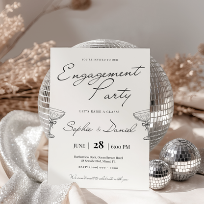 Let's Raise a Glass — Engagement Party Invitation Template by Pretty Digital — view 3