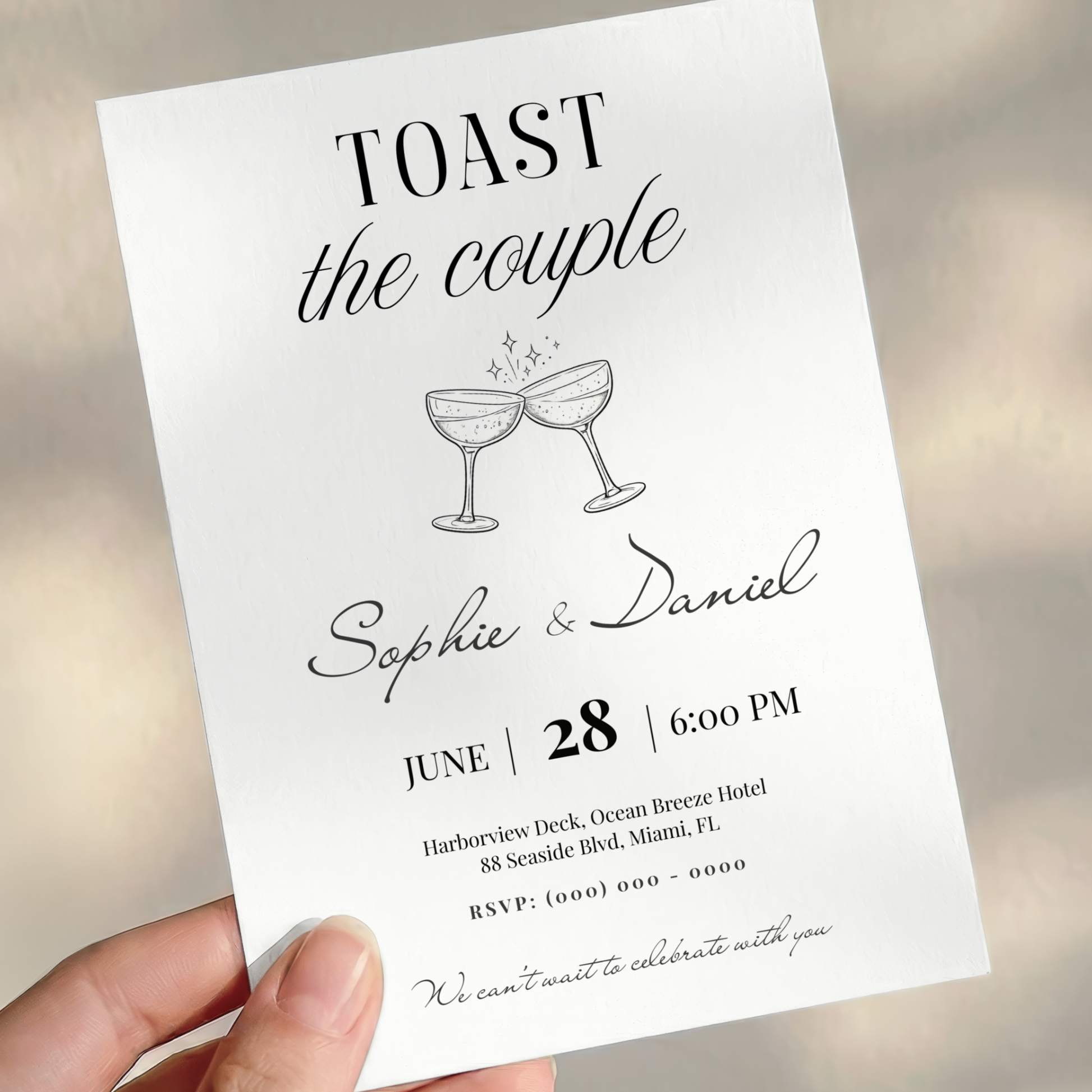 Toast the Couple — Engagement Party Invitation Template by Pretty Digital — printable digital download
