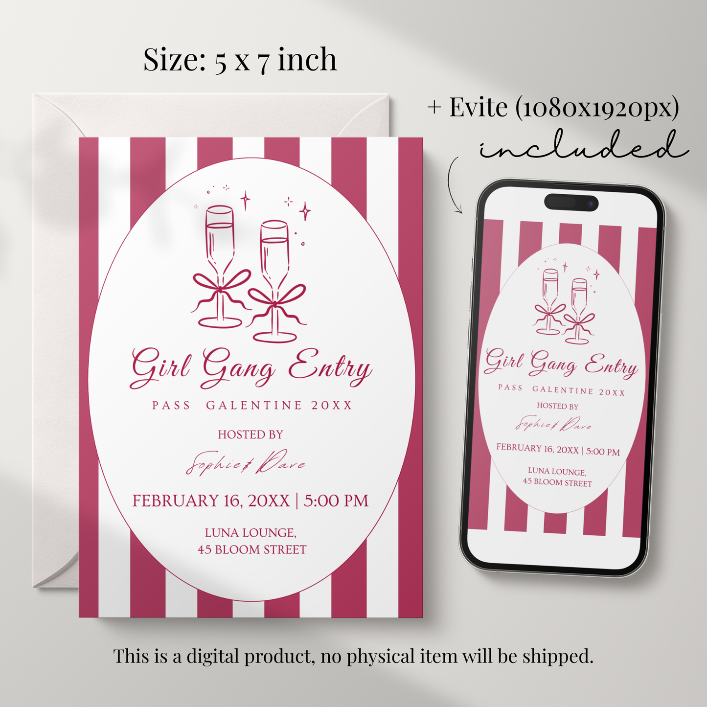 Modern Pink Galentine's Day Invitation by Pretty Digital — view 2