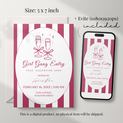 Modern Pink Galentine's Day Invitation by Pretty Digital — view 2