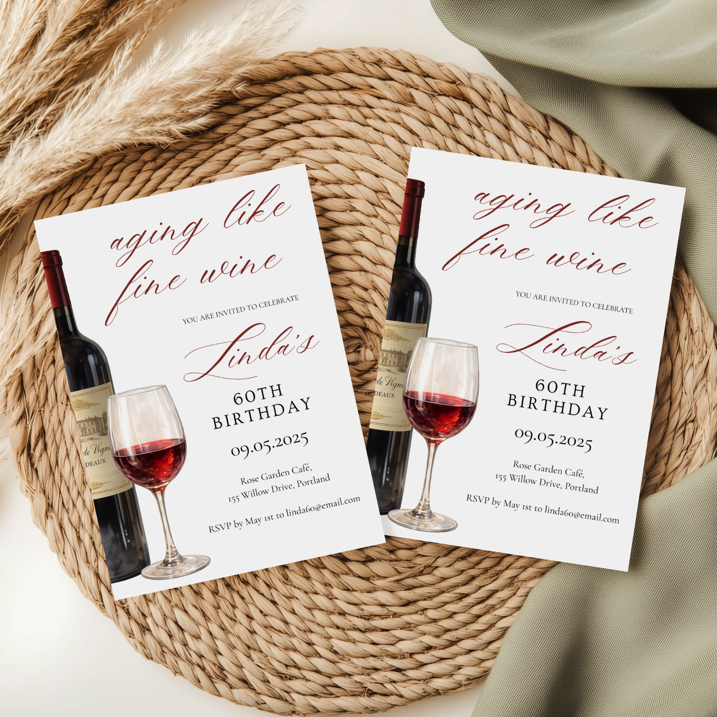 Aging Like Fine Wine — 60th Birthday Invitation Template by Pretty Digital — view 5