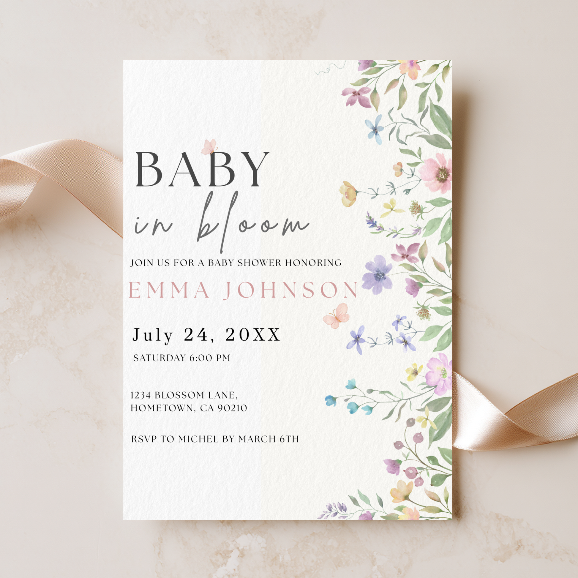 Baby Bloom — Floral Baby Shower Invitation Template by Pretty Digital — view 8