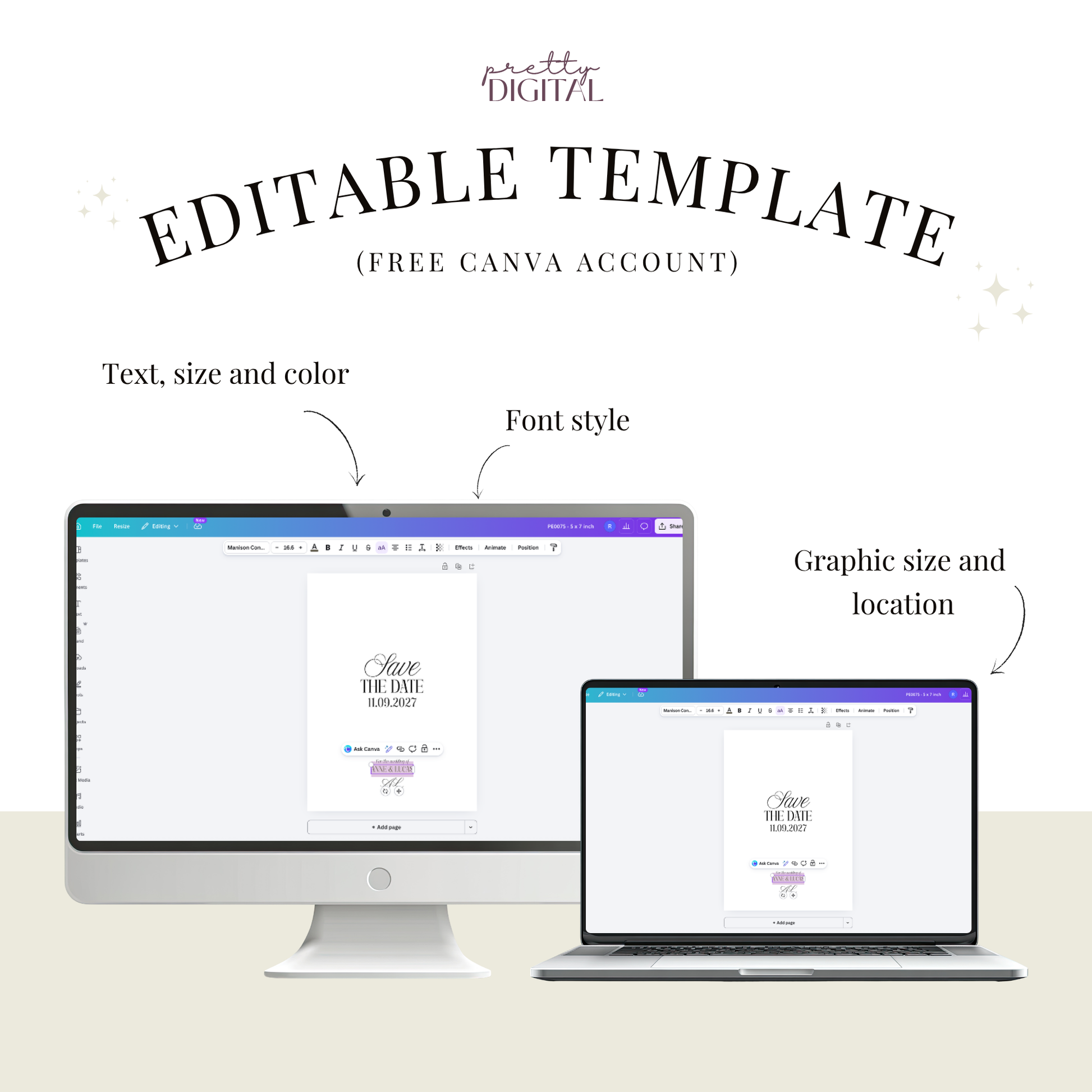Modern Save the Date Template by Pretty Digital — view 4
