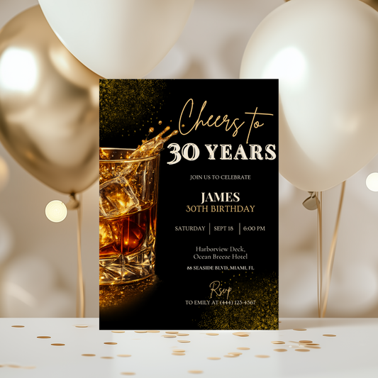 Cheers to 30 Years — 30th Birthday Invitation Template by Pretty Digital — view 7