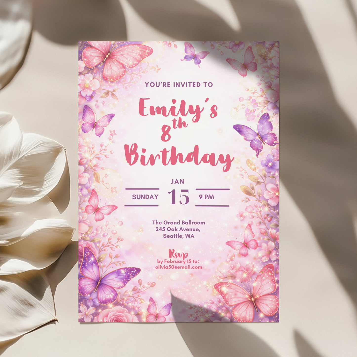 Floral Birthday Invitation for Girls by Pretty Digital — view 5