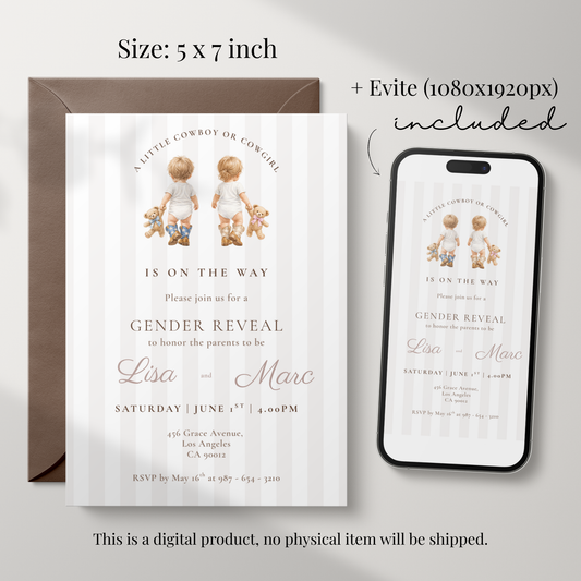 Cowboy or Cowgirl — Gender Reveal Invitation Template (Western) by Pretty Digital — view 2