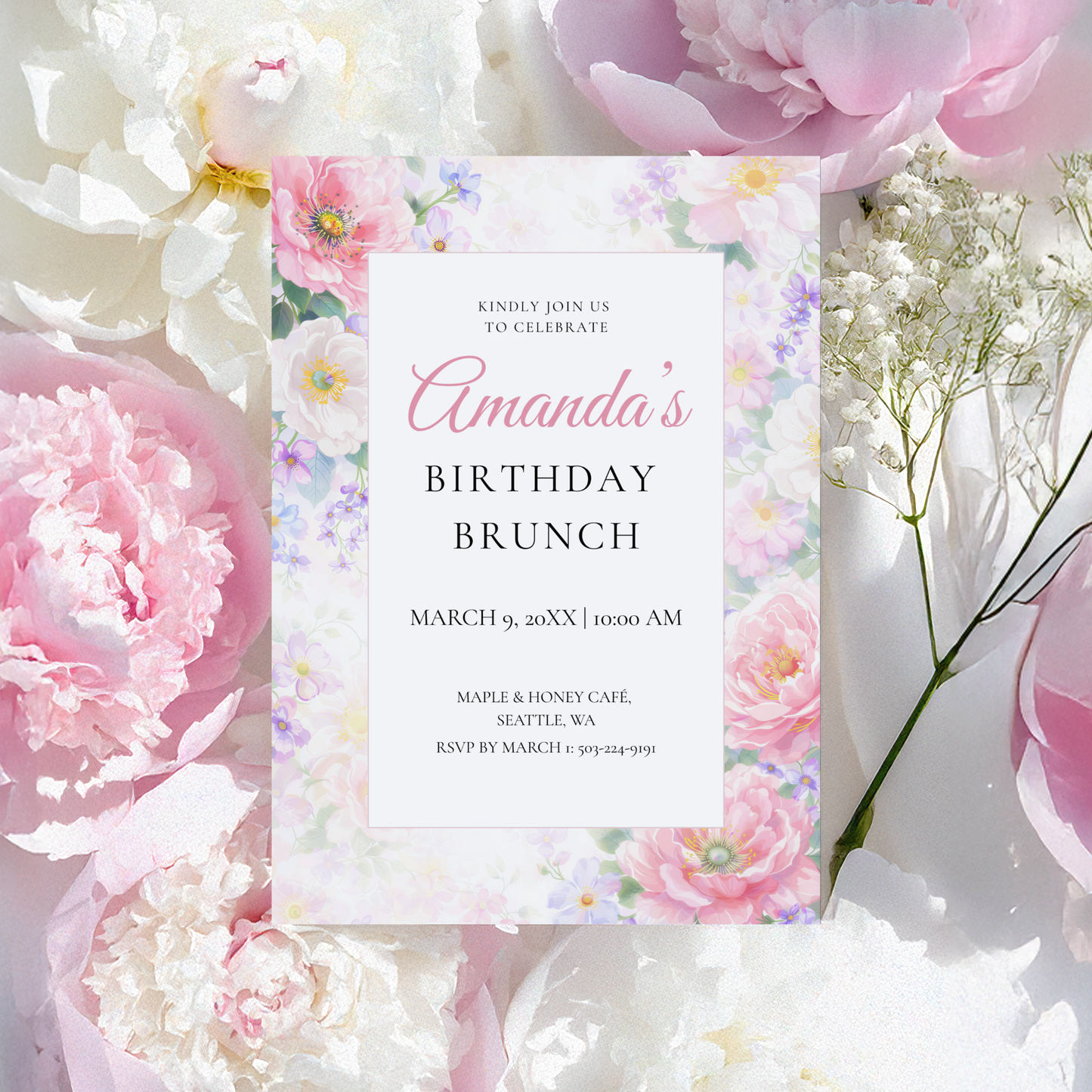 Floral Birthday Brunch Invitation by Pretty Digital — view 5