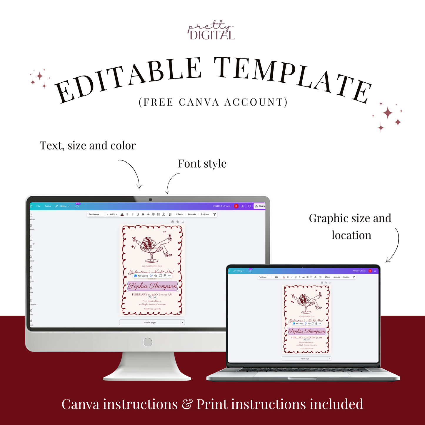 Galentine's Night In — Galentine's Day Invitation Template by Pretty Digital — view 4