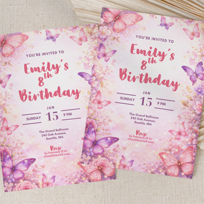 Floral Birthday Invitation for Girls by Pretty Digital — view 9
