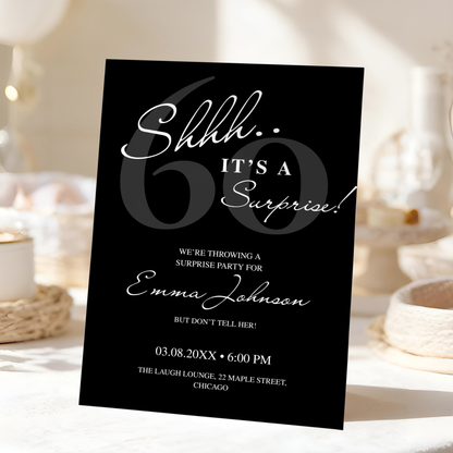 Shhh… It's a Surprise — 60th Surprise Party Invitation Template by Pretty Digital — view 10