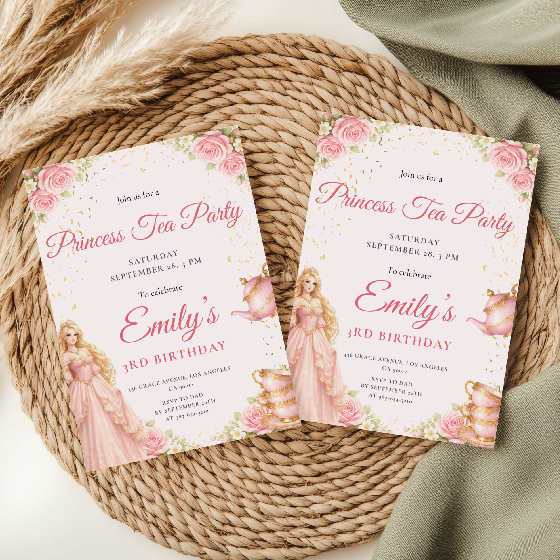 Pastel Princess Tea Party Invitation by Pretty Digital — view 8