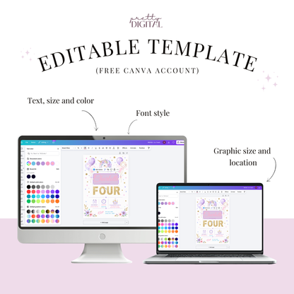 Pastel invitation template by Pretty Digital — printable digital download