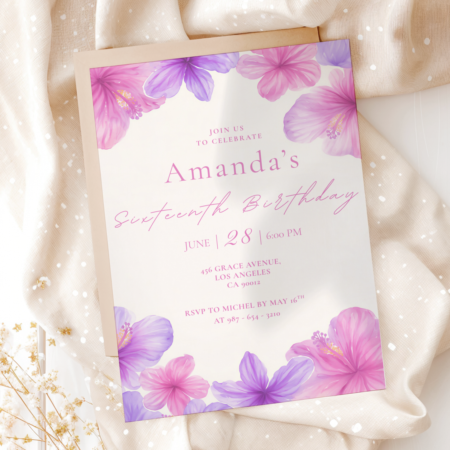 Pastel invitation template by Pretty Digital — printable digital download