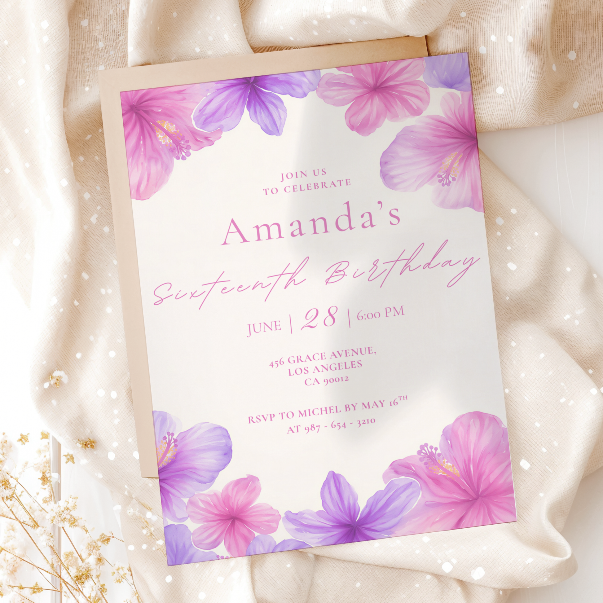 Pastel invitation template by Pretty Digital — printable digital download