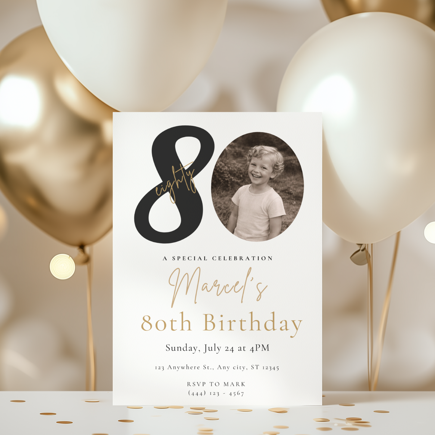 Classic 80th Birthday Invitation by Pretty Digital — view 8