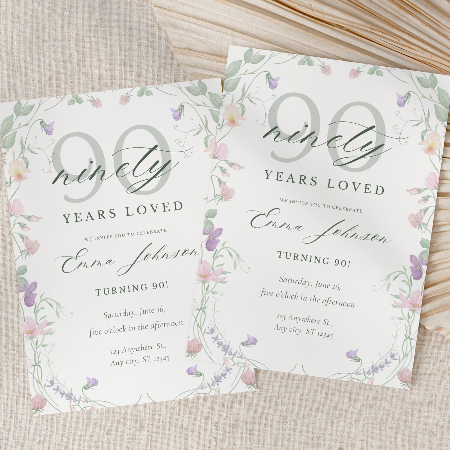 Ninety Years Loved — 90th Birthday Invitation Template by Pretty Digital — view 10