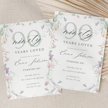 Ninety Years Loved — 90th Birthday Invitation Template by Pretty Digital — view 10