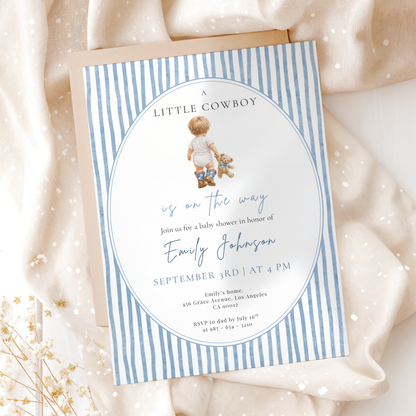 A Little Cowboy on the Way — Baby Boy Shower Invitation Template by Pretty Digital — view 10