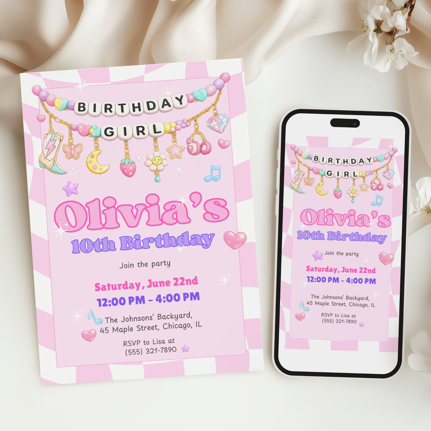She's a Three-Rex — Girl's Dinosaur 3rd Birthday Invitation Template by Pretty Digital — view 6