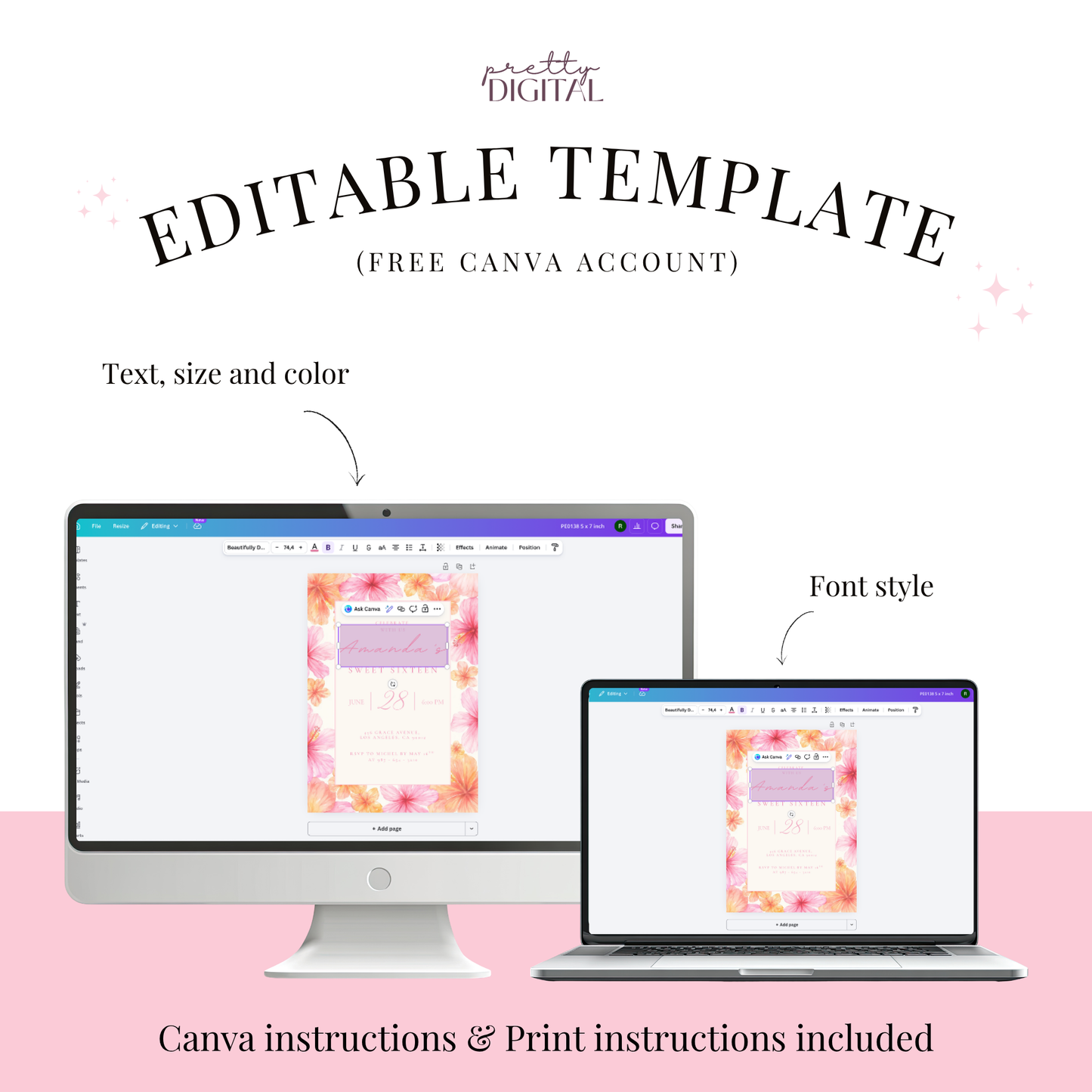Celebrate With Us — Sweet 16 Invitation Template by Pretty Digital — view 4