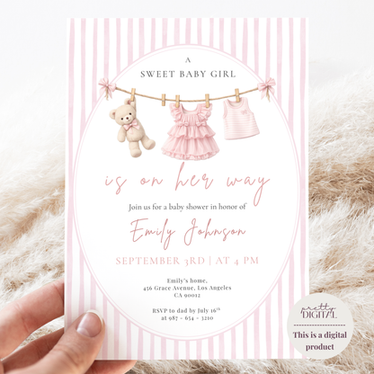 A Sweet Baby Girl — Fall Baby Shower Invitation Template by Pretty Digital — view 10