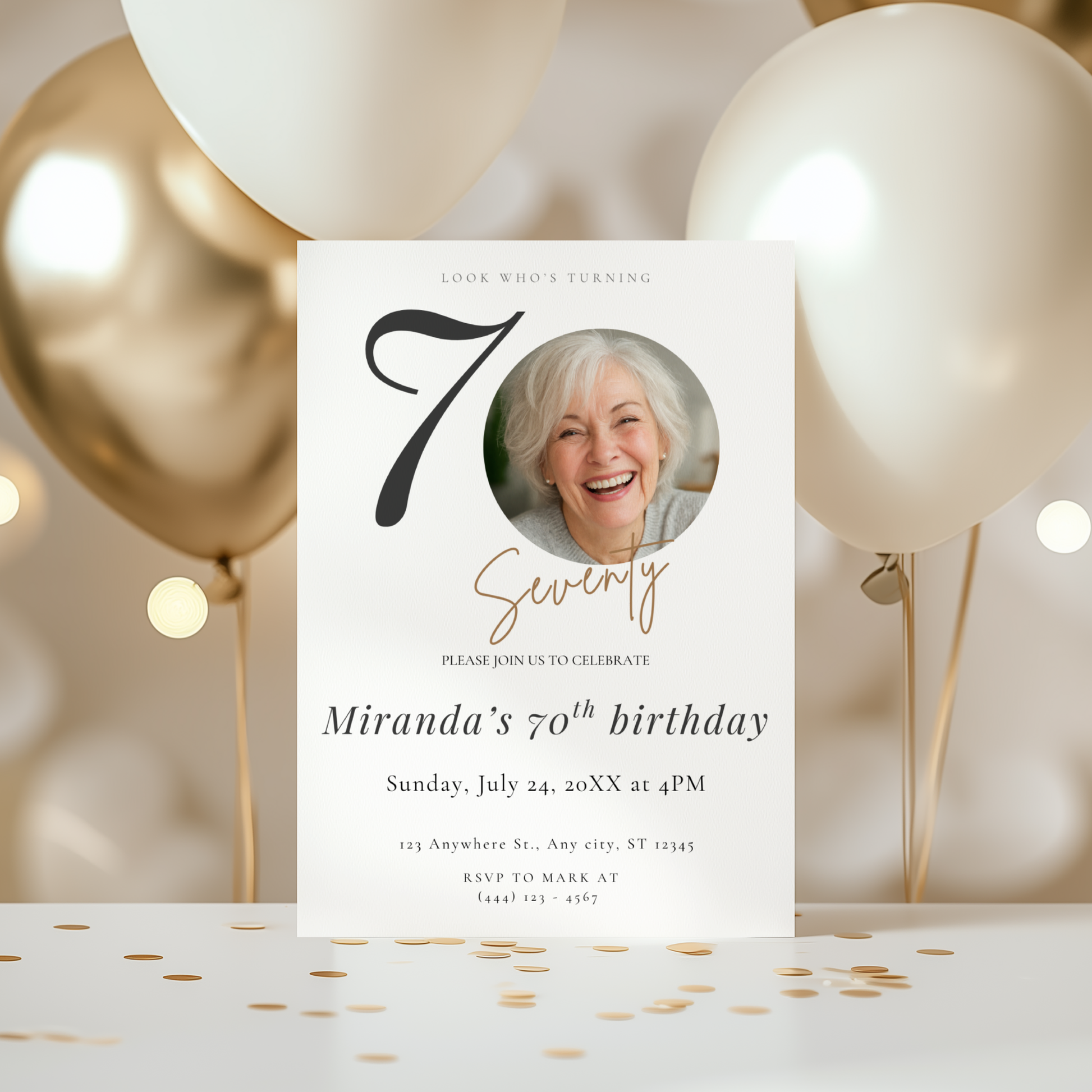 Look Who's Turning Seventy — 70th Birthday Invitation Template by Pretty Digital — view 9