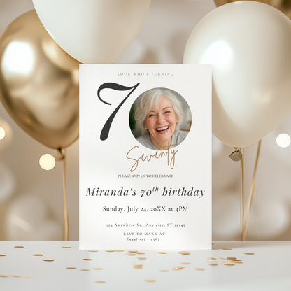 Look Who's Turning Seventy — 70th Birthday Invitation Template by Pretty Digital — view 9