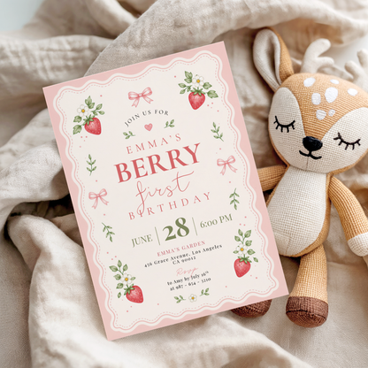 Berry First Birthday — 1st Birthday Invitation Template by Pretty Digital — view 3